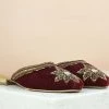 Inc.5 FLAT EMBROIDED MULE - MAROON SALE