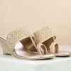 Inc.5 SALE EMBROIDED VEDGE HEEL THONG - ROSE GOLD