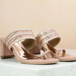 Inc.5 BLOCK HEEL TOE POST - PEACH