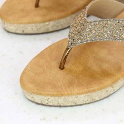 Inc.5 SALE CORK COVERED PLATFORM THONG - ANTIQUE GOLD