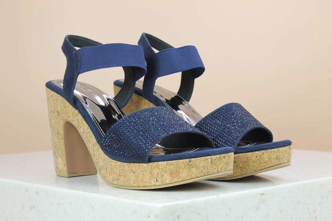 Inc.5 CORK COVERED BACK STRAP DIAMOND SANDAL - BLUE 3 Inc.5 CORK COVERED BACK STRAP DIAMOND SANDAL - BLUE