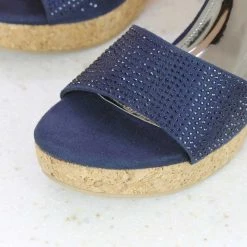 Inc.5 CORK COVERED BACK STRAP DIAMOND SANDAL - BLUE
