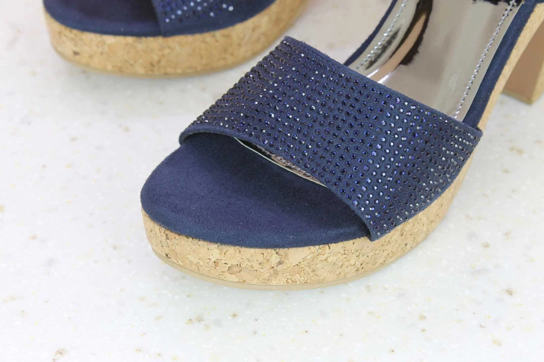 Inc.5 CORK COVERED BACK STRAP DIAMOND SANDAL - BLUE 4 Inc.5 CORK COVERED BACK STRAP DIAMOND SANDAL - BLUE