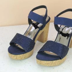 Inc.5 CORK COVERED BACK STRAP DIAMOND SANDAL - BLUE 9 Inc.5 CORK COVERED BACK STRAP DIAMOND SANDAL - BLUE
