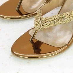 Inc.5 SALE EMBROIDED THONG - ANTIQUE GOLD