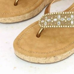 Inc.5 CORK COVERED EMBROIDED THONG SALE