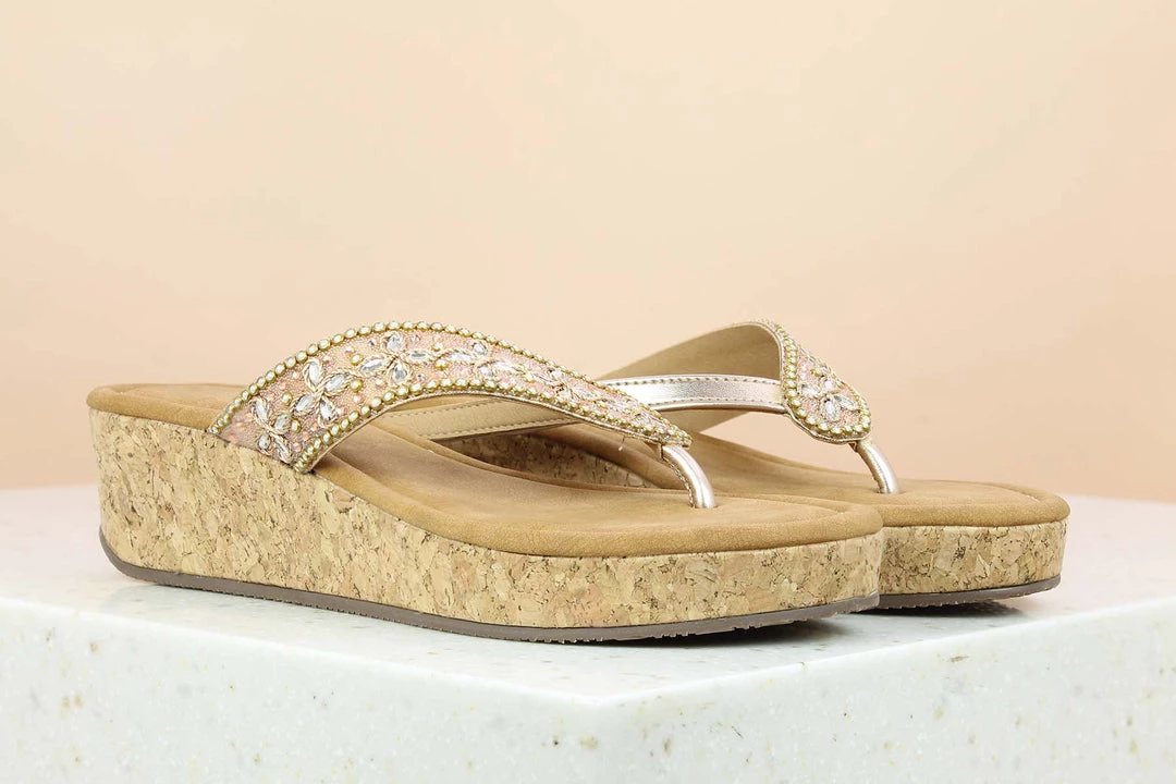 Inc.5 CORK COVERED EMBROIDED THONG SALE 3 Inc.5 CORK COVERED EMBROIDED THONG SALE