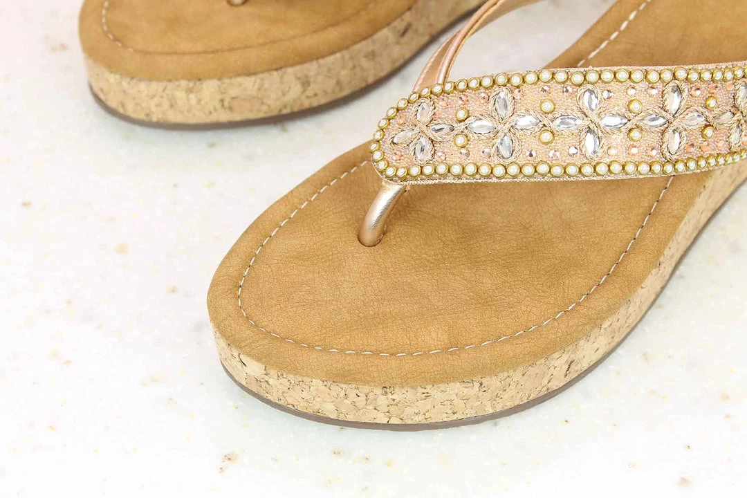 Inc.5 CORK COVERED EMBROIDED THONG SALE 4 Inc.5 CORK COVERED EMBROIDED THONG SALE