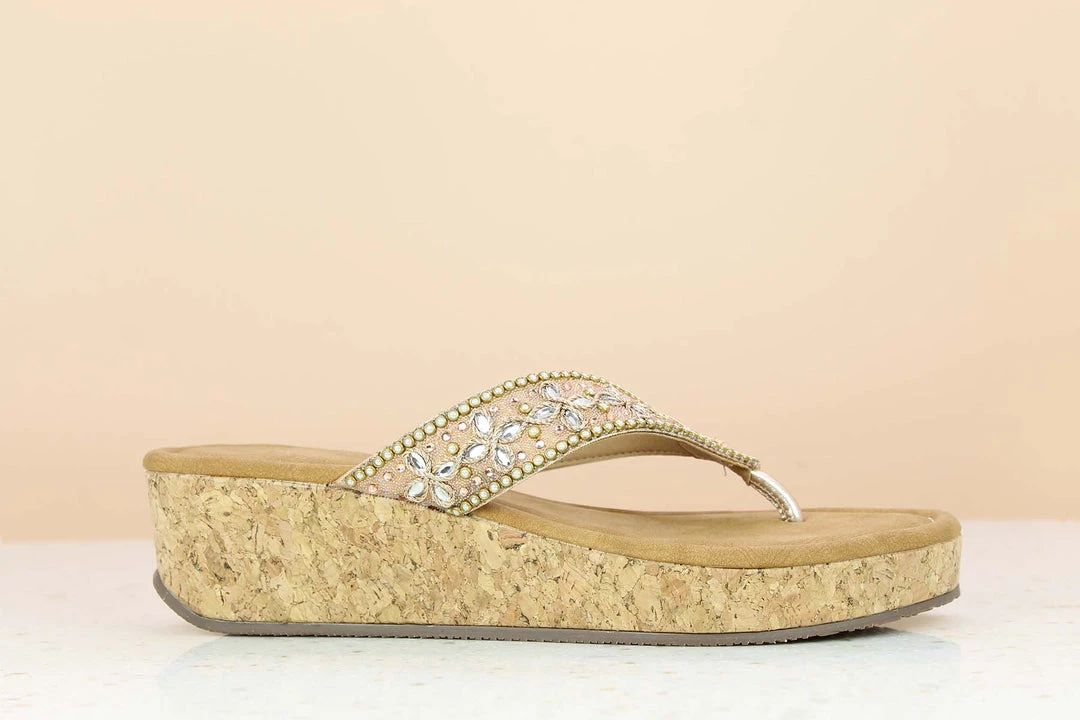 Inc.5 CORK COVERED EMBROIDED THONG SALE 5 Inc.5 CORK COVERED EMBROIDED THONG SALE