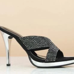 Inc.5 CRYSTAL DIAMOND HIGH HEEL MULES SALE