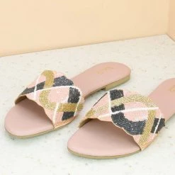 Inc.5 FLAT EMBROIDED MULES SALE