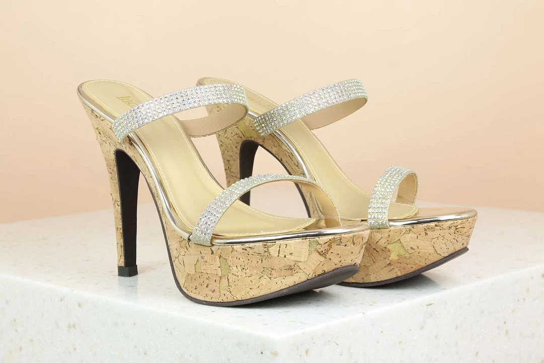 Inc.5 CONE HEEL DOUBLE STRAP DIAMOND MULES 3 Inc.5 CONE HEEL DOUBLE STRAP DIAMOND MULES