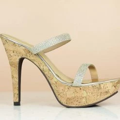 Inc.5 CONE HEEL DOUBLE STRAP DIAMOND MULES 8 Inc.5 CONE HEEL DOUBLE STRAP DIAMOND MULES