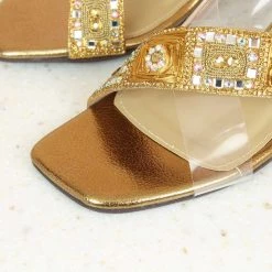 Inc.5 SALE CROSS STRAP BLOCK HEEL ETHNIC MULES