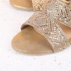 Inc.5 EMBROIDED VEDGE HEEL MULES-ANTIQUE GOLD WOMEN