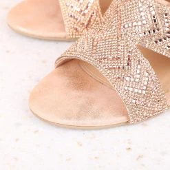 Inc.5 EMBROIDED VEDGE HEEL MULES-ROSE GOLD