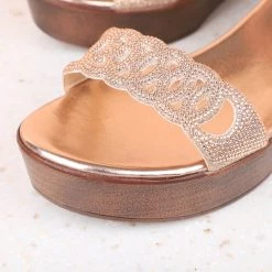 Inc.5 BLOCK HEEL DIAMOND SANDAL-ROSE GOLD Inc5