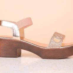 Inc.5 BLOCK HEEL DIAMOND SANDAL-ROSE GOLD Inc5