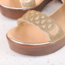 Inc.5 BLOCK HEEL DIAMOND SANDAL-GOLD Inc5