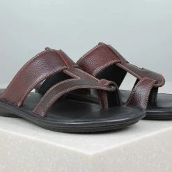 PRIVO By Inc5 MEN LEATHER CROSS STRAP ONE TOE -SLIPPER