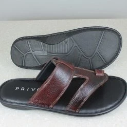 PRIVO By Inc5 MEN LEATHER CROSS STRAP ONE TOE -SLIPPER