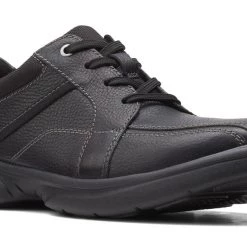 Clarks BRADLEY WALK BLK TUMBLED LEA MEN