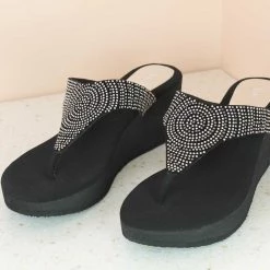 Inc.5 DIAMOND PLATFORM ETHNIC THONG-GUN METAL SALE