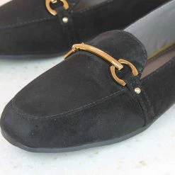 Inc.5 TRIM SUEDE MOCCASIN - BLACK WOMEN 9 Inc.5 TRIM SUEDE MOCCASIN - BLACK WOMEN