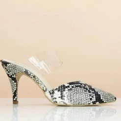 Inc.5 SALE TRANSPARENT STRAP STILETTO PUMPS-WHITE