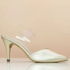 Inc.5 TRANSPARENT STRAP STILETTO PUMPS-GOLD