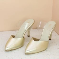 Inc.5 TRANSPARENT STRAP STILETTO PUMPS-GOLD 8 Inc.5 TRANSPARENT STRAP STILETTO PUMPS-GOLD