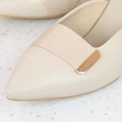 Inc.5 WOMEN CLOSE TOE BLOCK HEELS-BEIGE