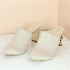 Inc.5 WOMEN PLATTED HEEL PUMPS-LIGHT GOLD