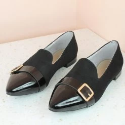 Inc.5 SUEDE FLAT SHOES-BLACK SALE