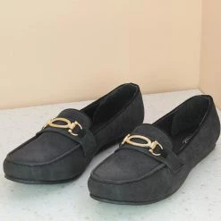 Inc.5 SUEDE FLAT CLOSED-BLACK SALE