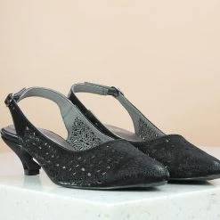 Inc.5 LASER CUT BACK STRAP MULE - BLACK SALE