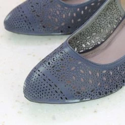 Inc.5 LASER CUT BACK STRAP MULE - BLUE SALE