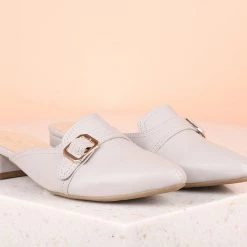 Inc.5 BLOCK HEEL MULES-GREY