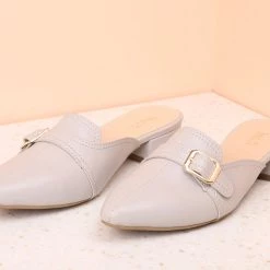 Inc.5 BLOCK HEEL MULES-GREY