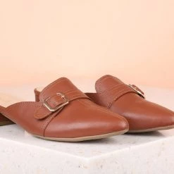 Inc.5 BLOCK HEEL MULES-TAN Inc5