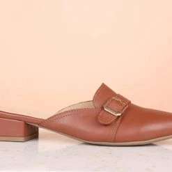 Inc.5 BLOCK HEEL MULES-TAN Inc5