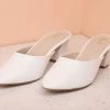 Inc.5 BLOCK HEEL MULES-WHITE