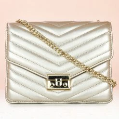 Inc.5 CASUAL QUILTED SLING BAG-GOLD SALE