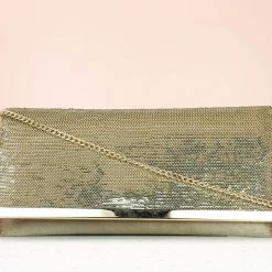 Inc.5 BAGS FANCY FLAPPED CLUTCH-GOLD