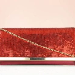 Inc.5 FANCY FLAPPED CLUTCH-RED