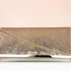 Inc.5 FANCY FLAPPED CLUTCH-ROSE GOLD