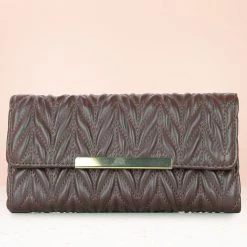 Inc.5 OFFICE QUILTED FLAP CLUTCH-BROWN BAGS