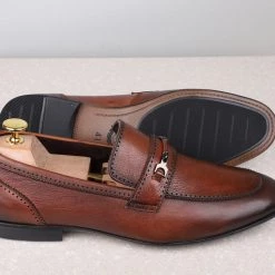 ATESBER By Inc5 MEN FORMAL SLIPPONS-BROWN