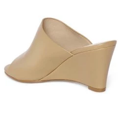 Heel & Buckle London Beige Peep-toe Wedges