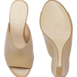 Heel & Buckle London Beige Peep-toe Wedges